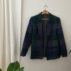 TanJay Navy and Forest Checkered Blazer